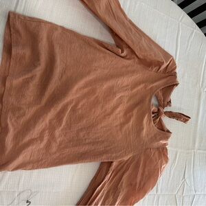 Nation LTD Terracotta Long Sleeve Top with Knot Detail